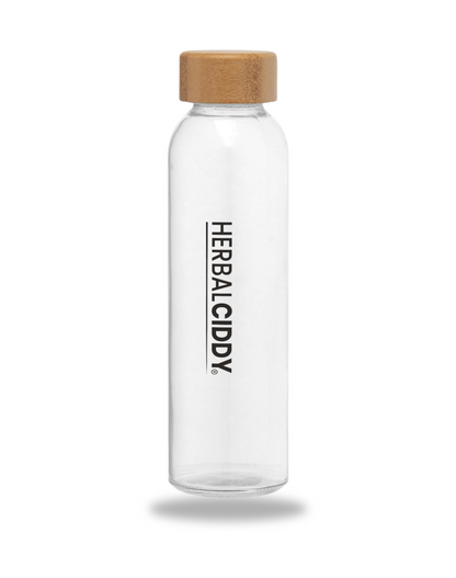 Herbal Ciddy Glass Water Bottle w/ Bamboo lid 17oz